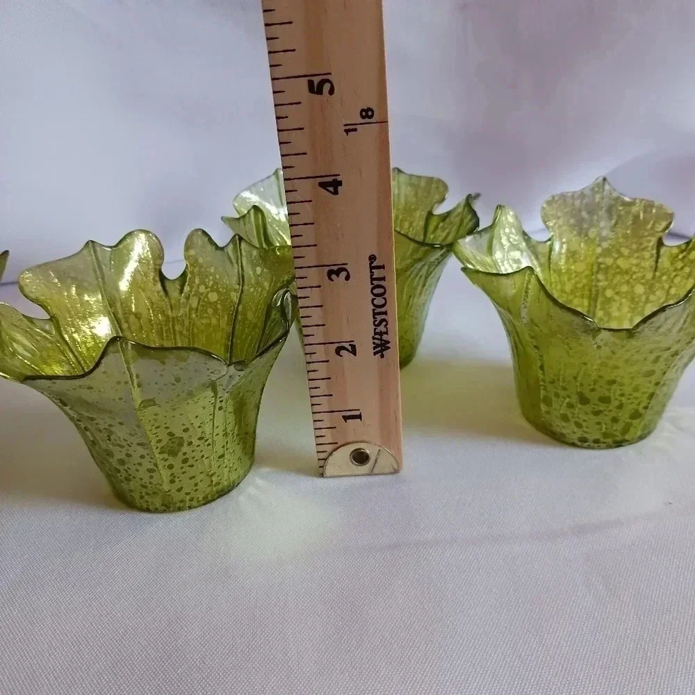 Green tea light holder set of 4